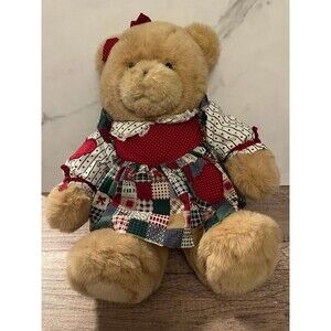 Vintage Teddy Bear Commonwealth Bear HK-16 Plush 20 Inches Patchwork Dress